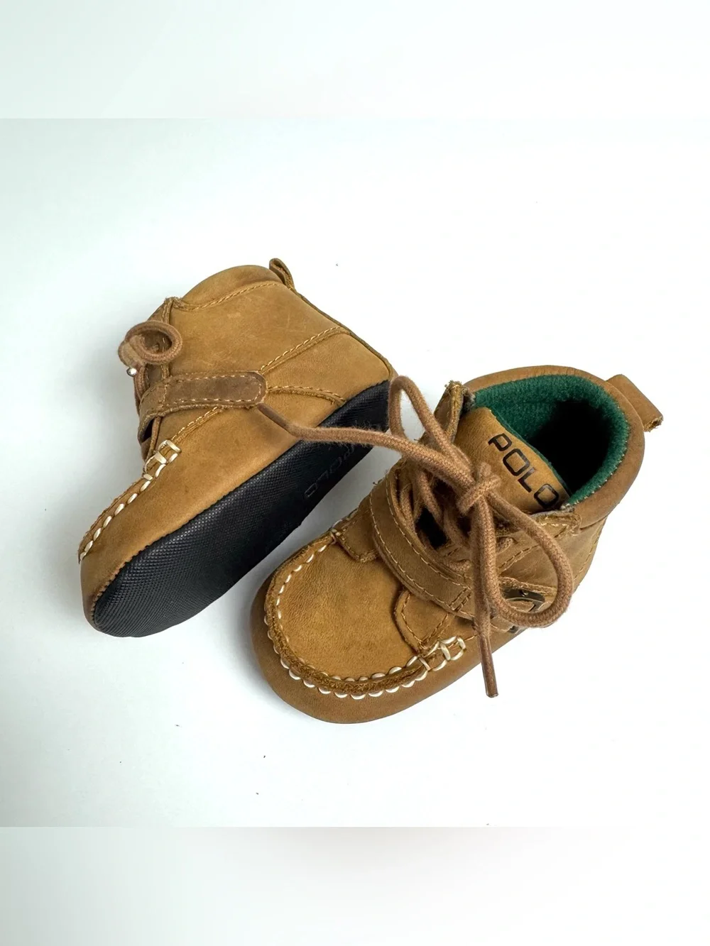 Polo Ralph Lauren Ranger Hi baby boots Crib Shoes brown cashew nubuck leather 3
